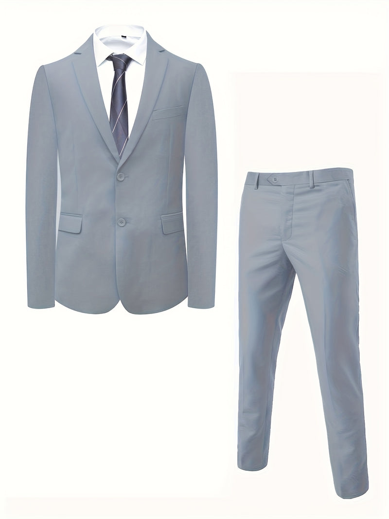 A Men'S Two-Piece Suit Featuring a Easy And Stylish Design.
