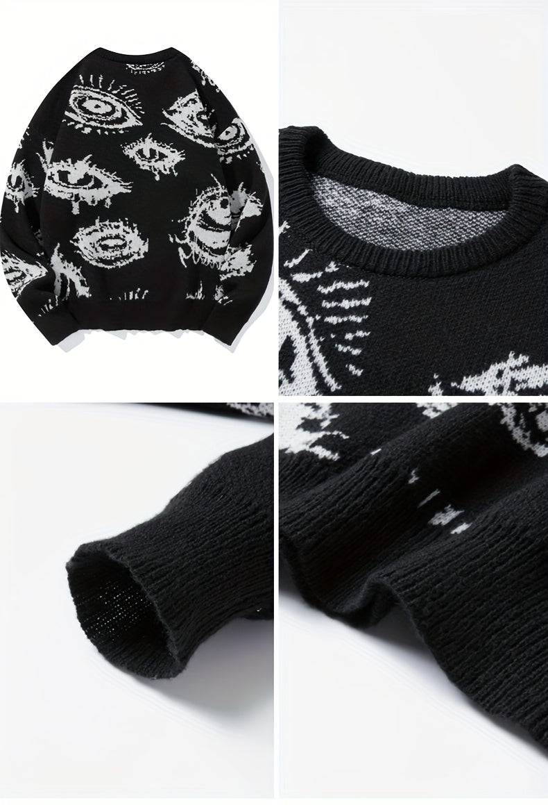 Men’s Round Neck Street Style Pullover with Contrasting Colors.
