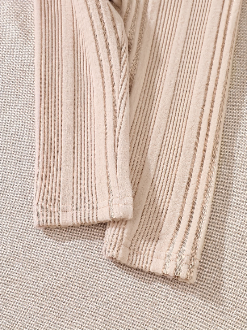 6pcs Kids Fleece Ribbed Long Sleeve Pants Set Fashion Casual Elastic.