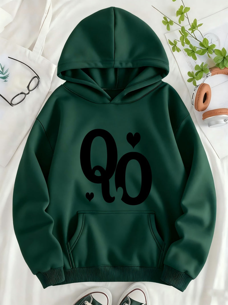 Black Letter Print Pattern on Sweatshirt.