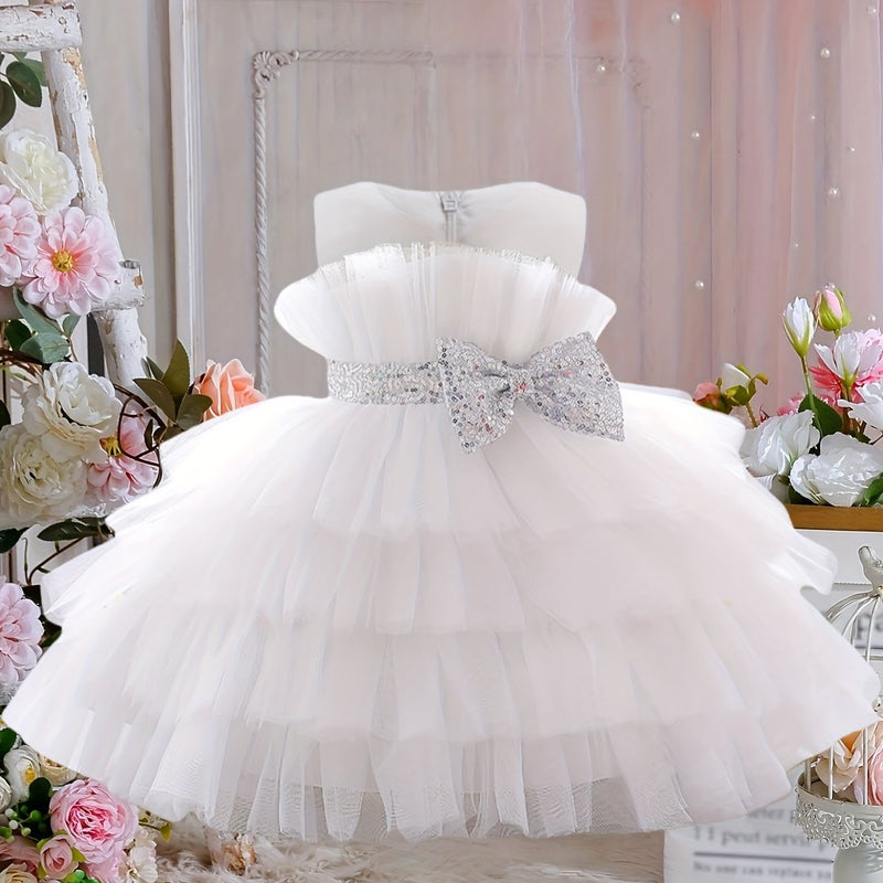 The Girl's Ethereal Puffy Dress, Perfect for a Baby's Birthday Party.