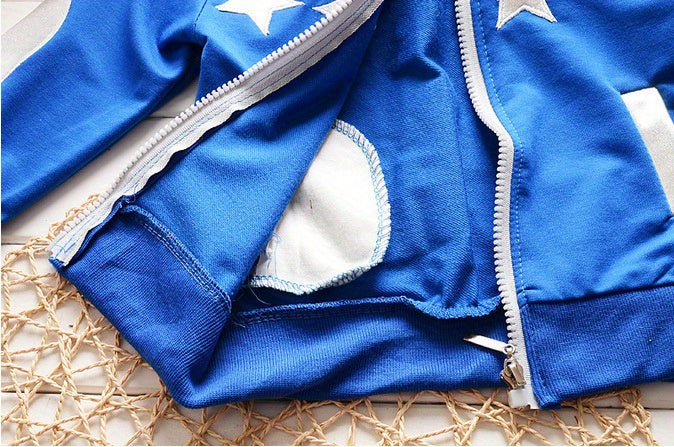 Boys Spring/Autumn Long Sleeve Outfit - Two-Piece Set with Star Print.