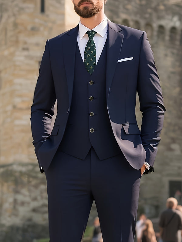 Men's 3pcs Suit Set, Jacket + Vest + Trousers, Fashionable and High-Quality.