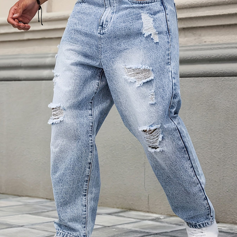 Men's Distressed Denim Pants.