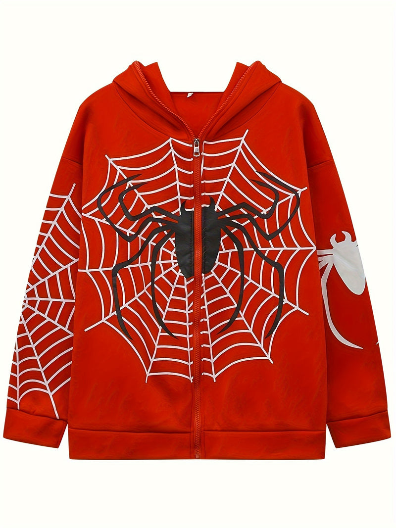 2026 Spring Spider Web Zipper Hoodie Women'S Casual Trendy.