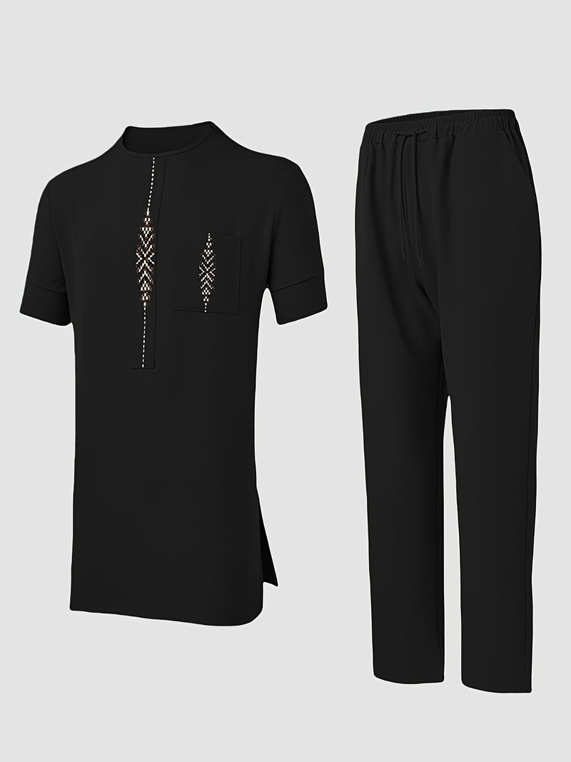 Men'S African Dashiki Short-Sleeve Set Featuring a Comfortable.