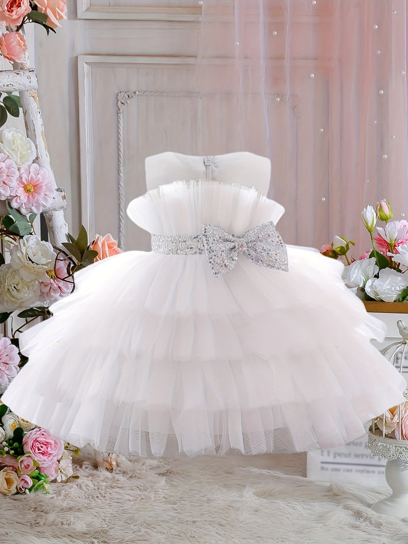 The Girl's Ethereal Puffy Dress, Perfect for a Baby's Birthday Party.