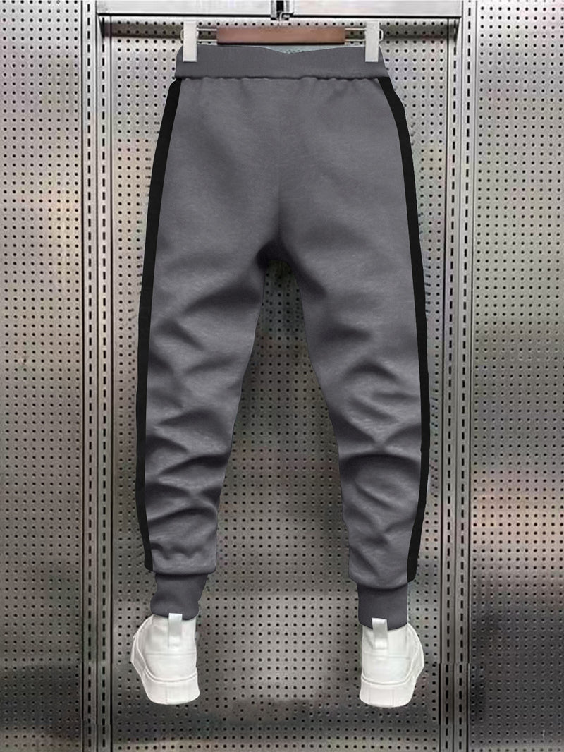 Stylish Men's Color-Blocked Jogger Pants Featuring a Striking Print Design.
