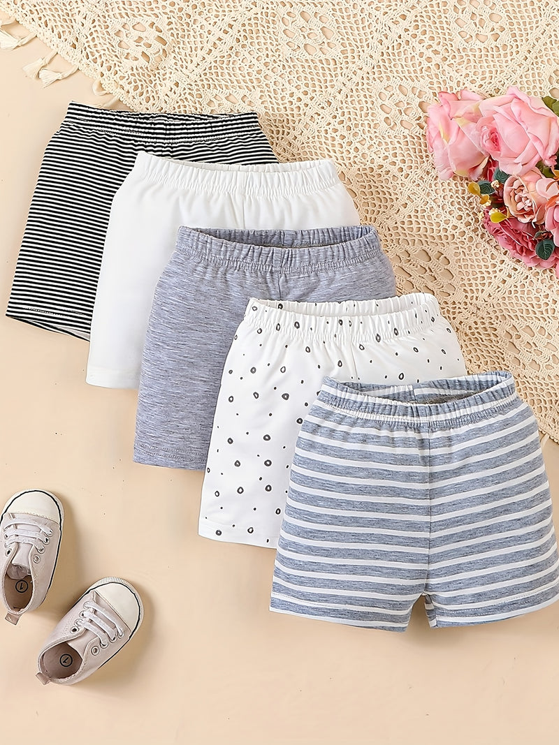 Set of 5 Boys' Soft and Comfortable Elastic Waist Shorts.