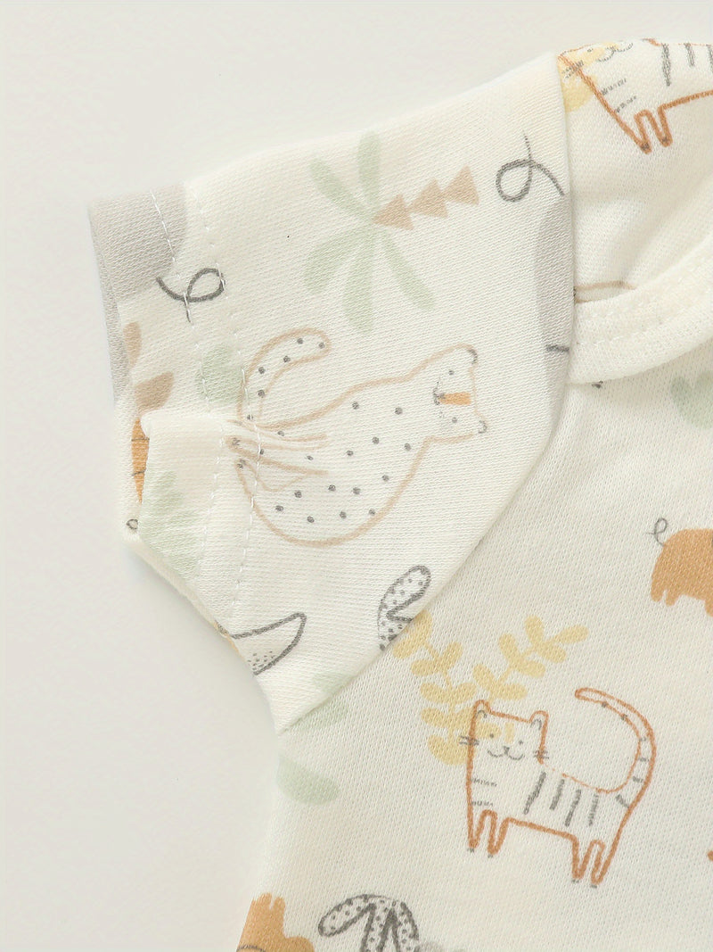 5pcs Set Newborn Infant Romper Animal Dinosaur Striped Suitable for Baby Boy.