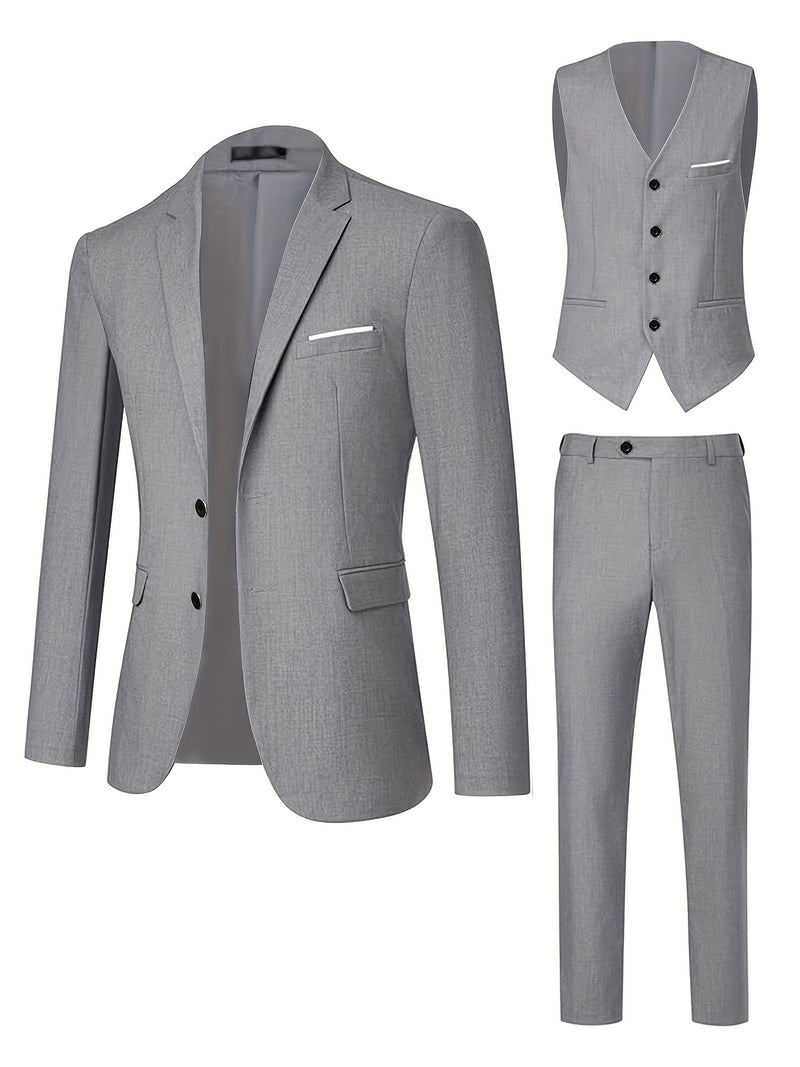 A Men's Three-Piece Suit, Including a Vest, Trousers, And a Jacket.
