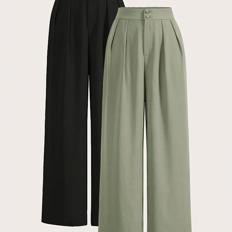 High-Waisted Wide-Leg Pants Two-Piece Set for Women.