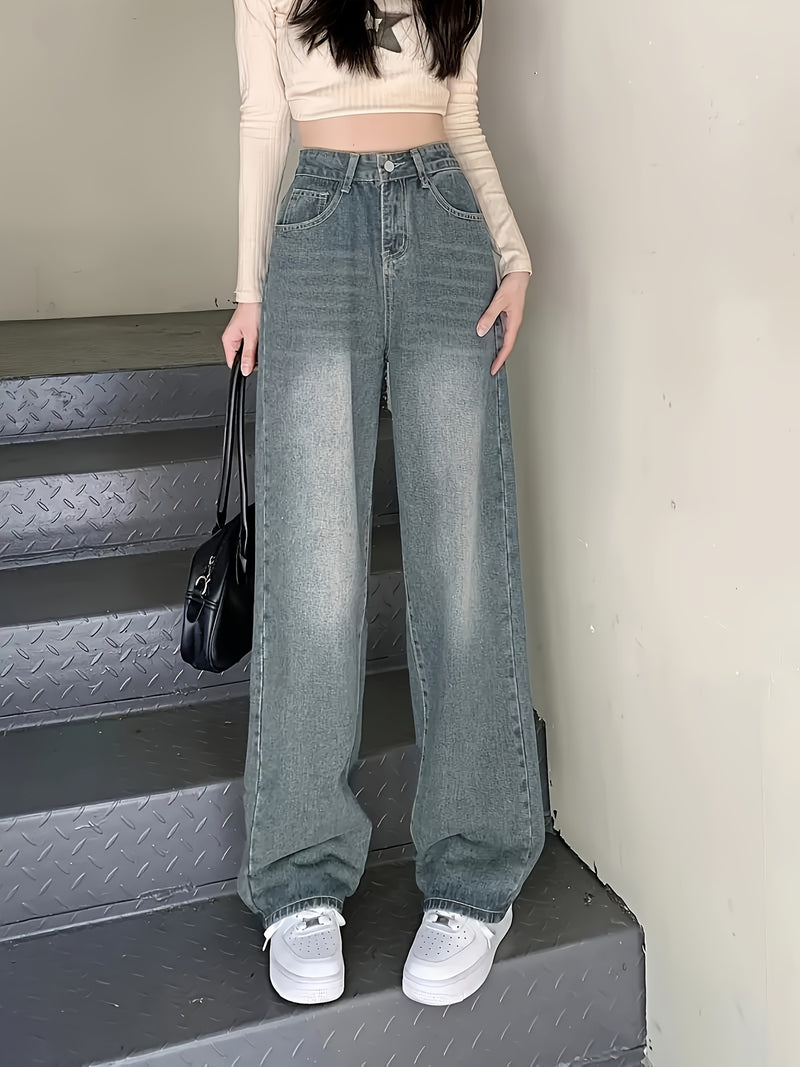 Vintage High-Waisted Straight-Leg Women's Jeans.