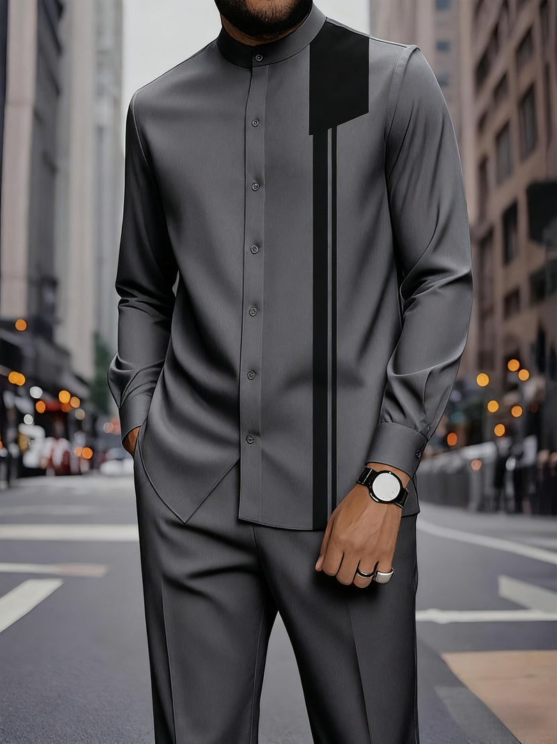 2pcs Pius Men's Suit Set - Tailored Matching Business & Formal Wear.