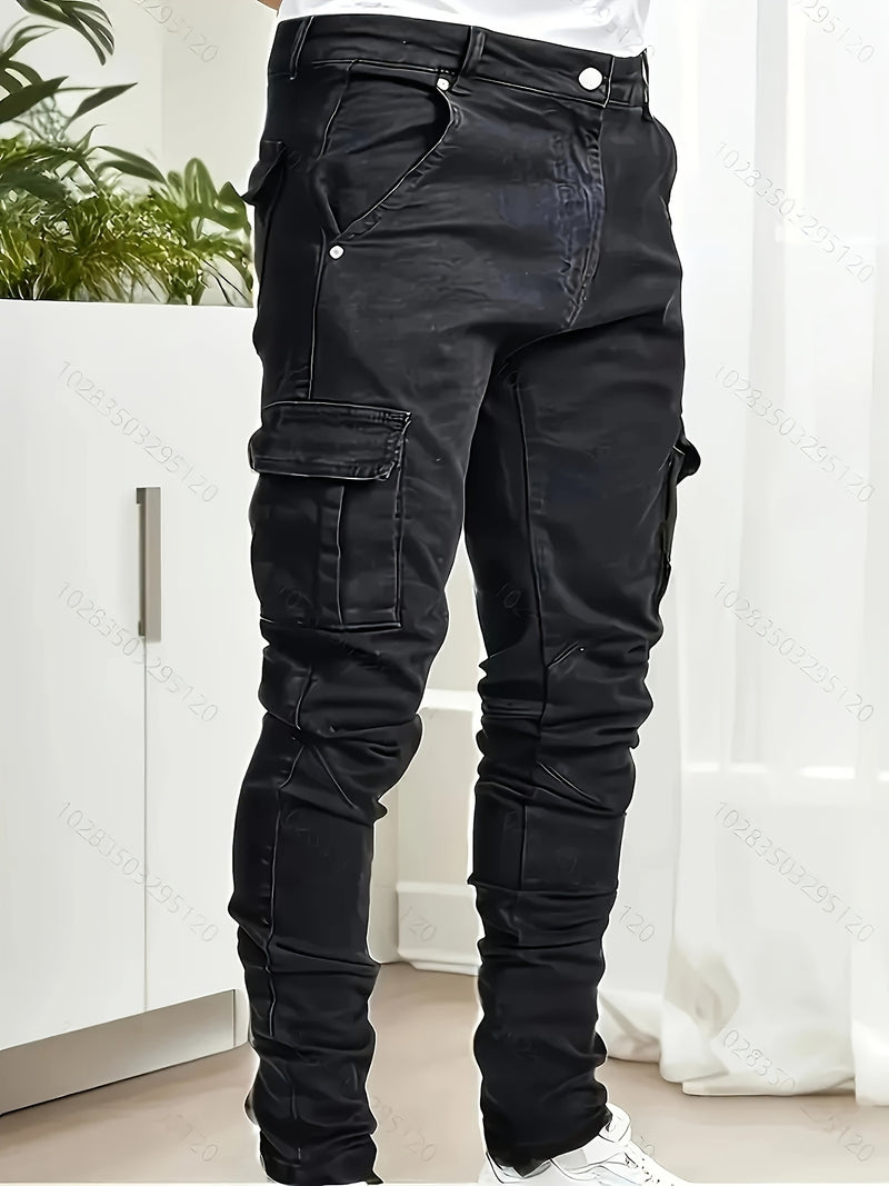 Men's Trendy Casual Long Pants with Multiple Pockets.