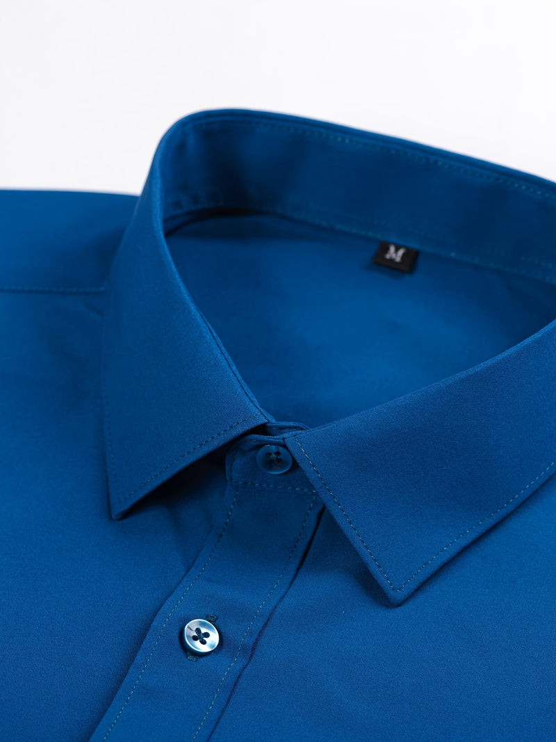 Two-Piece Set of Men's Solid Color Elastic Shirts.