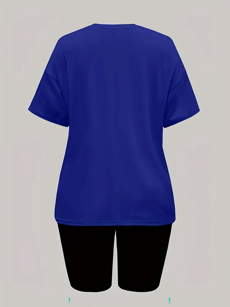 Two-piece set short-sleeved T-shirt and short leggings.