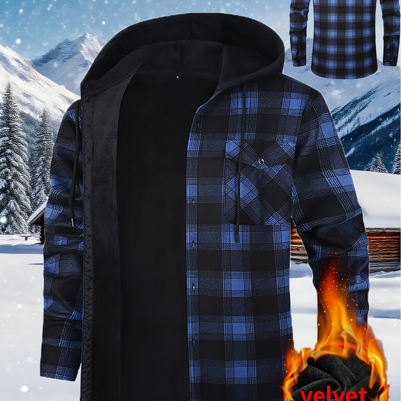 Men's Plush Flannel Shirt Jacket.