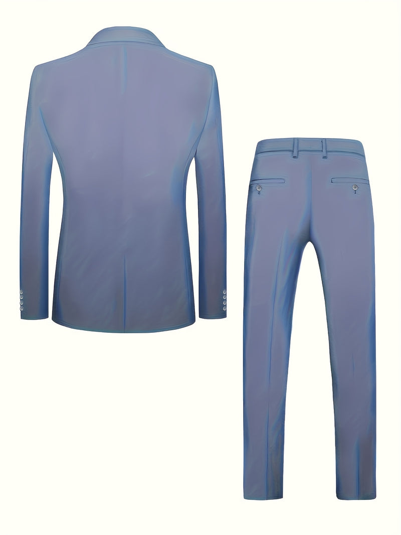 Men's Classic One-Button Suit - 3pcs Suit.