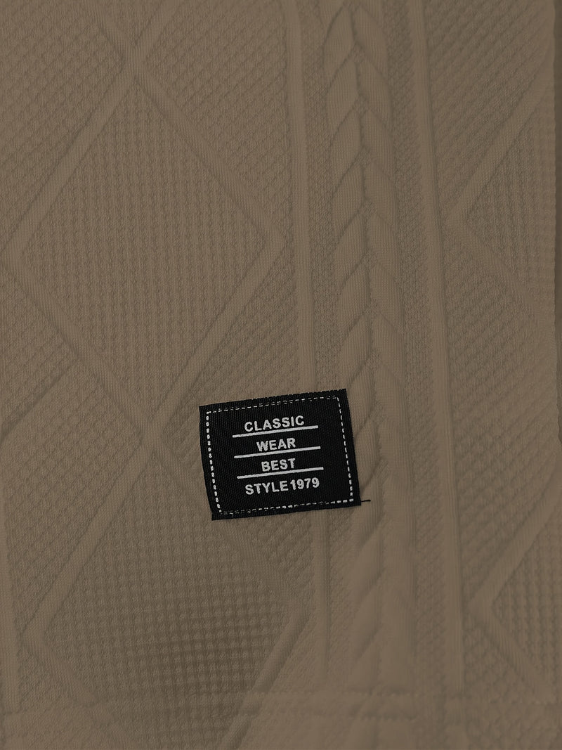 Men's Round Neck Textured Heavyweight Short Sleeve Shirt.