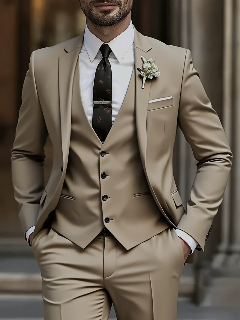 Men's Three-Piece Suit, Large Size, Includes Suit Trousers.