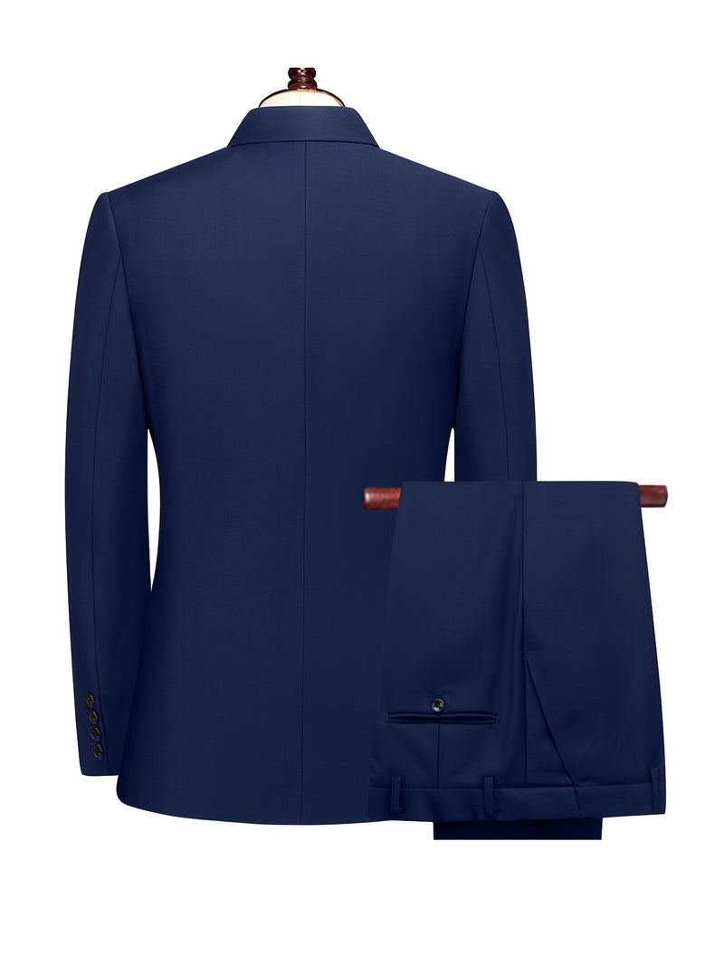 Men's 2pcs Suit Set: Jacket and Trousers, Single-Breasted with Two Buttons.