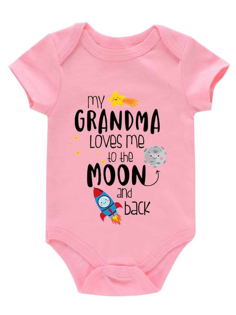 Newborn Baby Romper Short Sleeve Funny Cute Print.