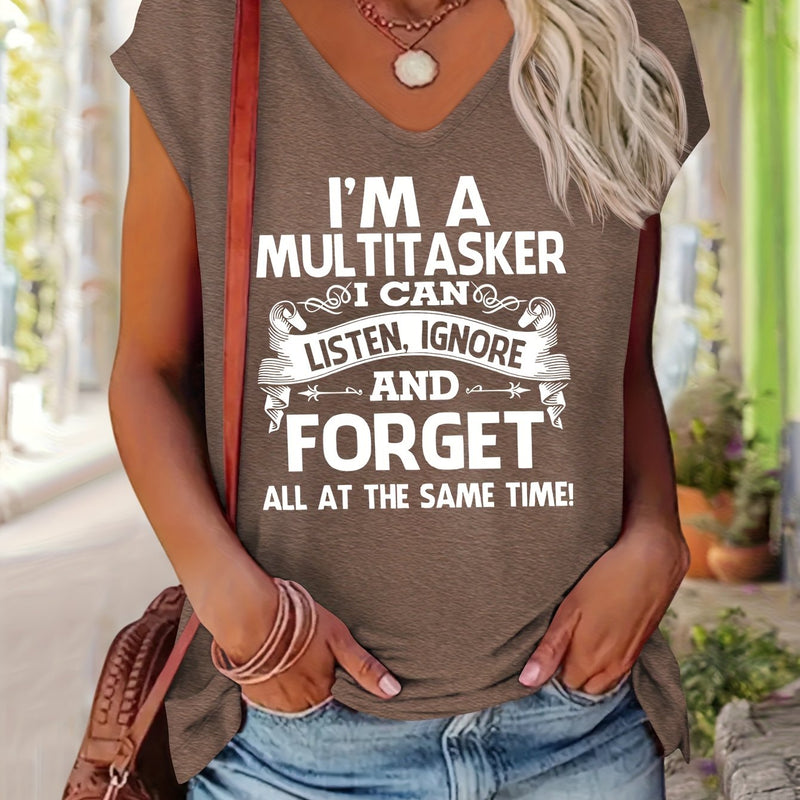 Women's Casual V-Neck Short Sleeve T-Shirt.