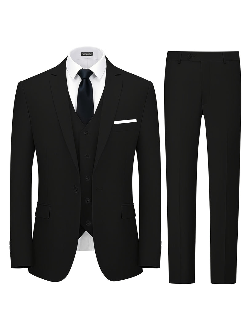 Men's 3pcs Regular Casual Business Suit Set Including Jacket.