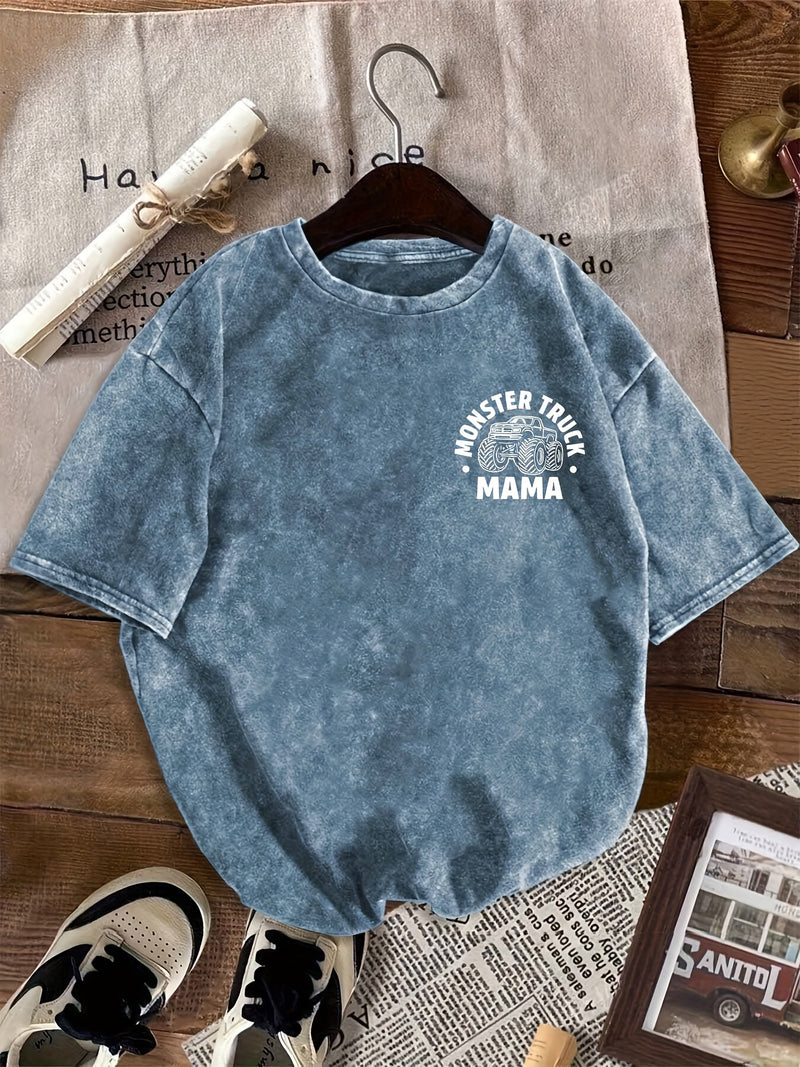 Women's Vintage "In My Monster Truck Mama Era" Graphic T-Shirt.