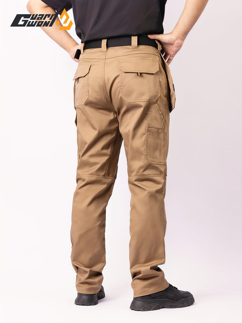 Men's Elastic Cargo Pants with Multiple Pockets, All-Season Style.