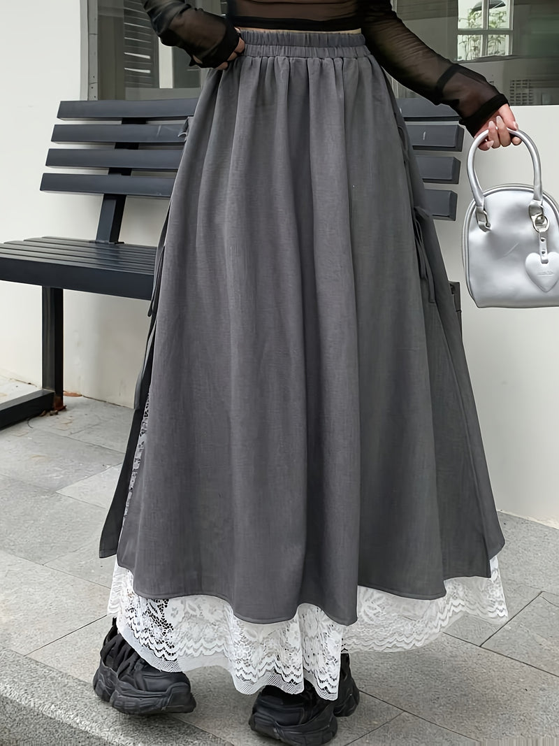 Women's Elegant High-Waisted Long Flared Skirt.