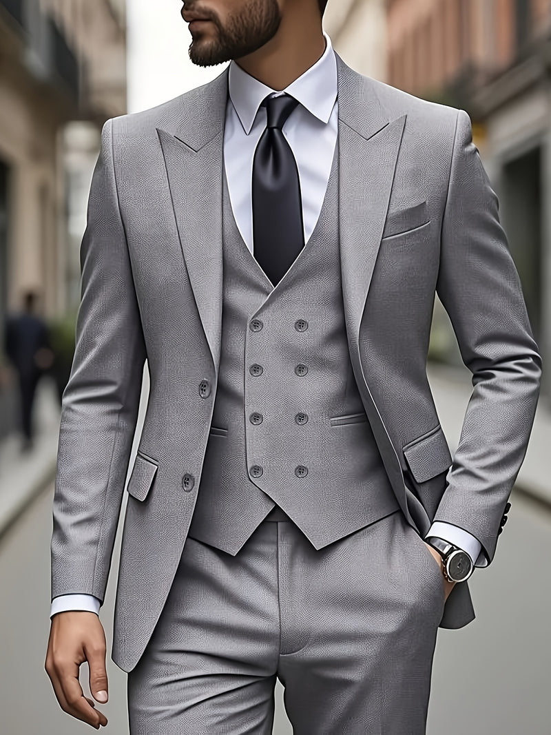 Men's Classic One-Button Suit - 3pcs Suit.