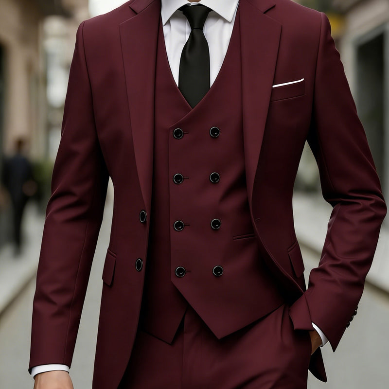 3pcs Men's Suit Set, All-Season Business Wedding Party, Suit Jacket,