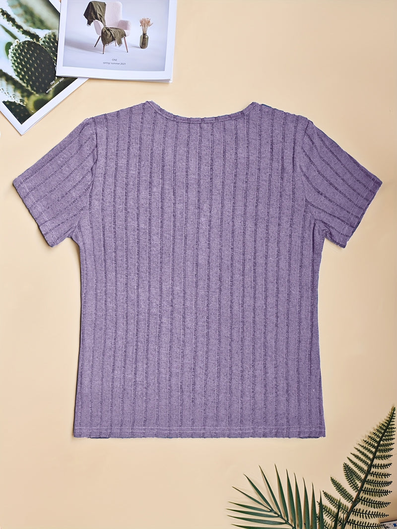 3pcs Women's Elegant V-Neck Short Sleeve Blouses.