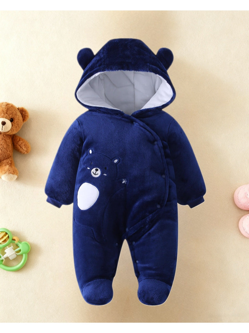 Unisex & Fleece-Lined Thermal Romper with Hooded Hood.