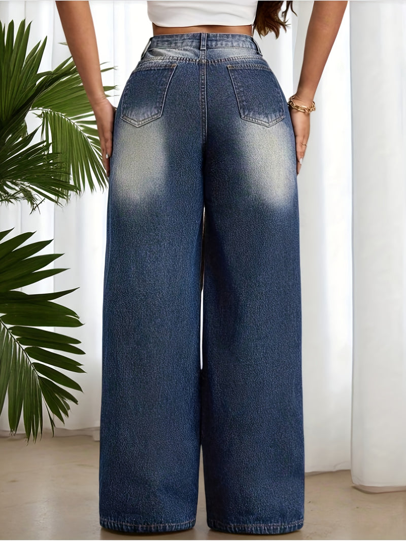 Women’s Spring/Summer New Floral Embroidered Stretch Wide-Leg Pants.