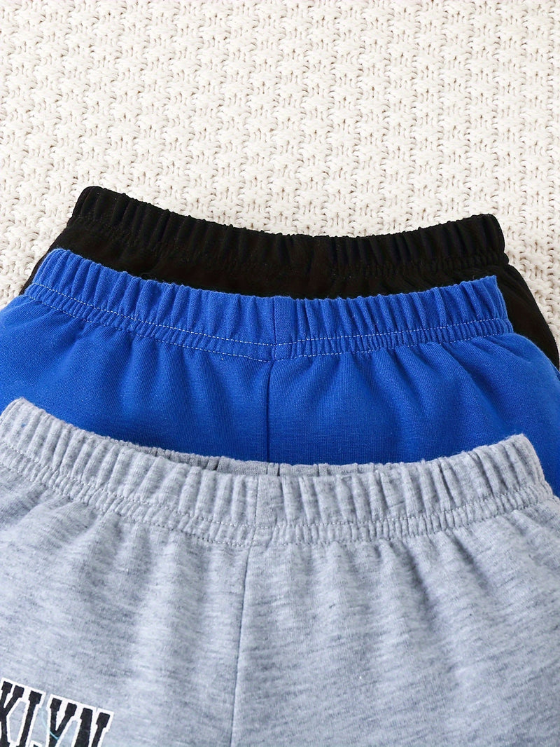 3pcs Toddler's Letter BROOKLYN Print Sweatpants.