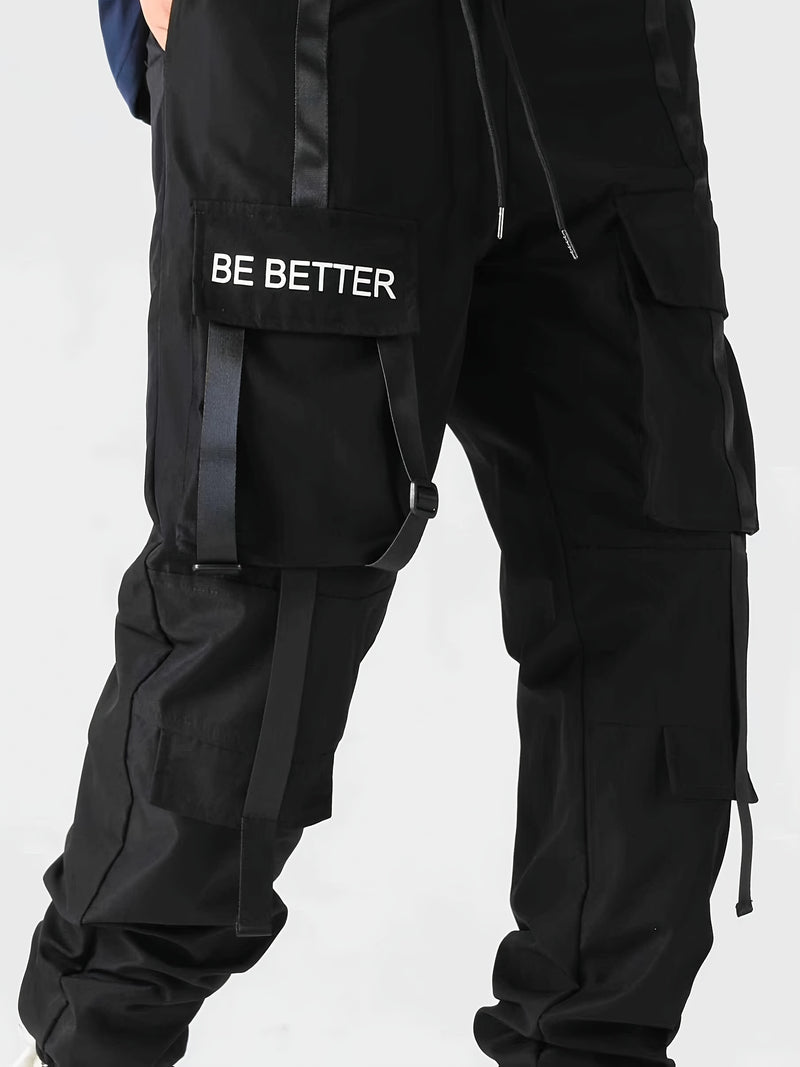 Men's Casual Work Pants with Letter Prints.