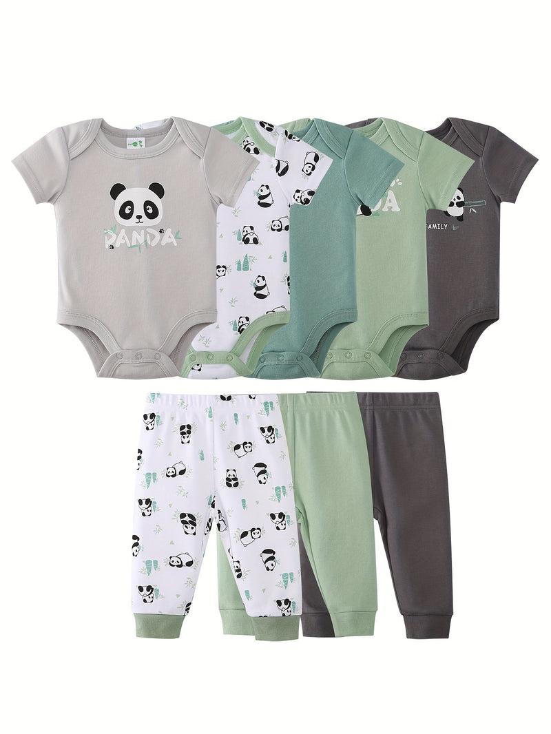 8pcs Set Comfortable and Soft Baby & Kids' Cartoon Panda Print.