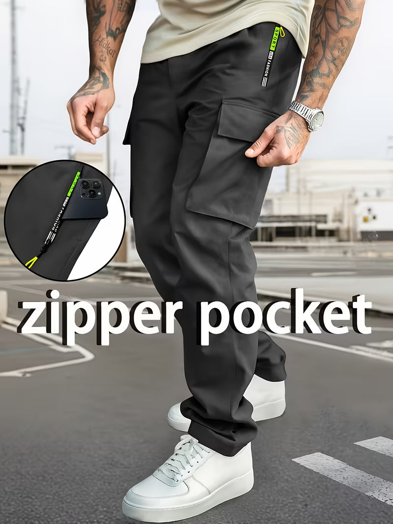 Men's Heavy-Duty Work Pants with Zipper Pockets.