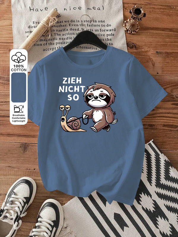 Women's Fashion Printed Round Neck Short Sleeve T-Shirt.