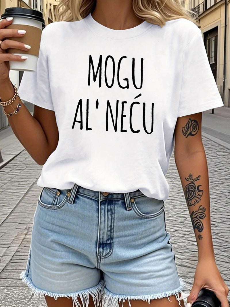 Women's Spring - Summer Short - Sleeve Crew - Neck Casual T-Shirt.