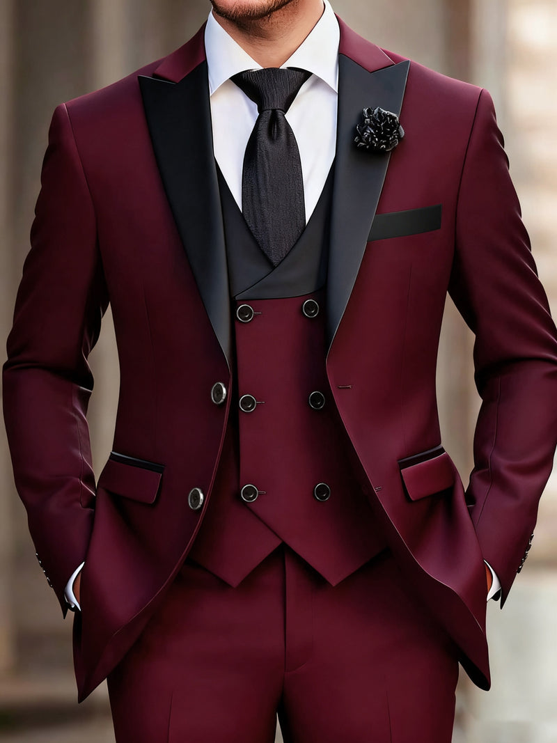 Men's 3pcs Suit Set, Including a Blazer, Vest, And Trousers.