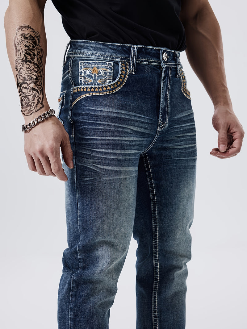 Men's Slim-Fit Straight-Leg Stretch Denim Jeans.