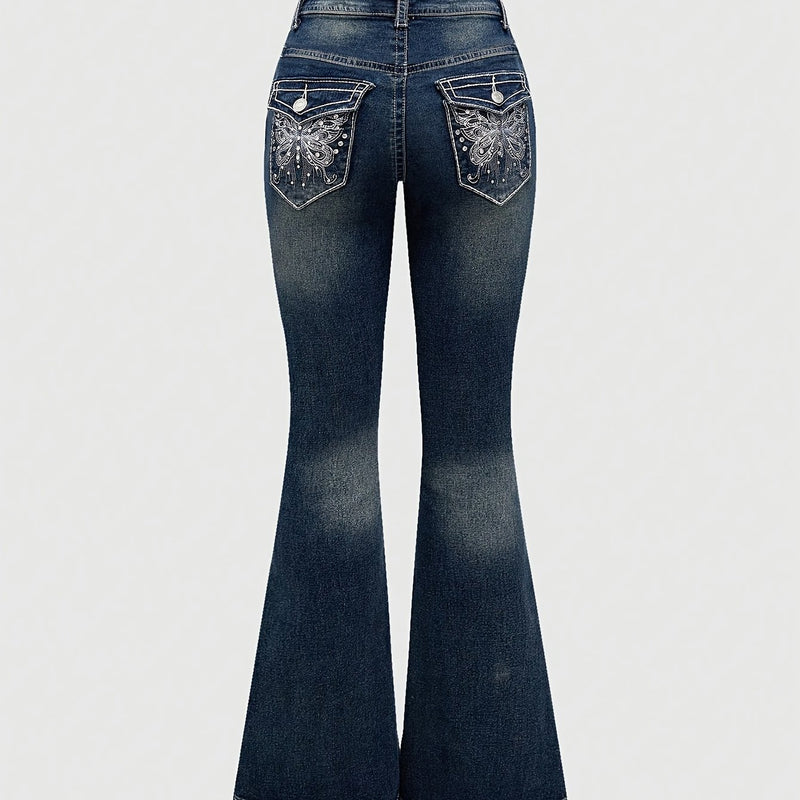 Women's Fashion Trendy Stretch Comfortable Washed Denim Jeans.