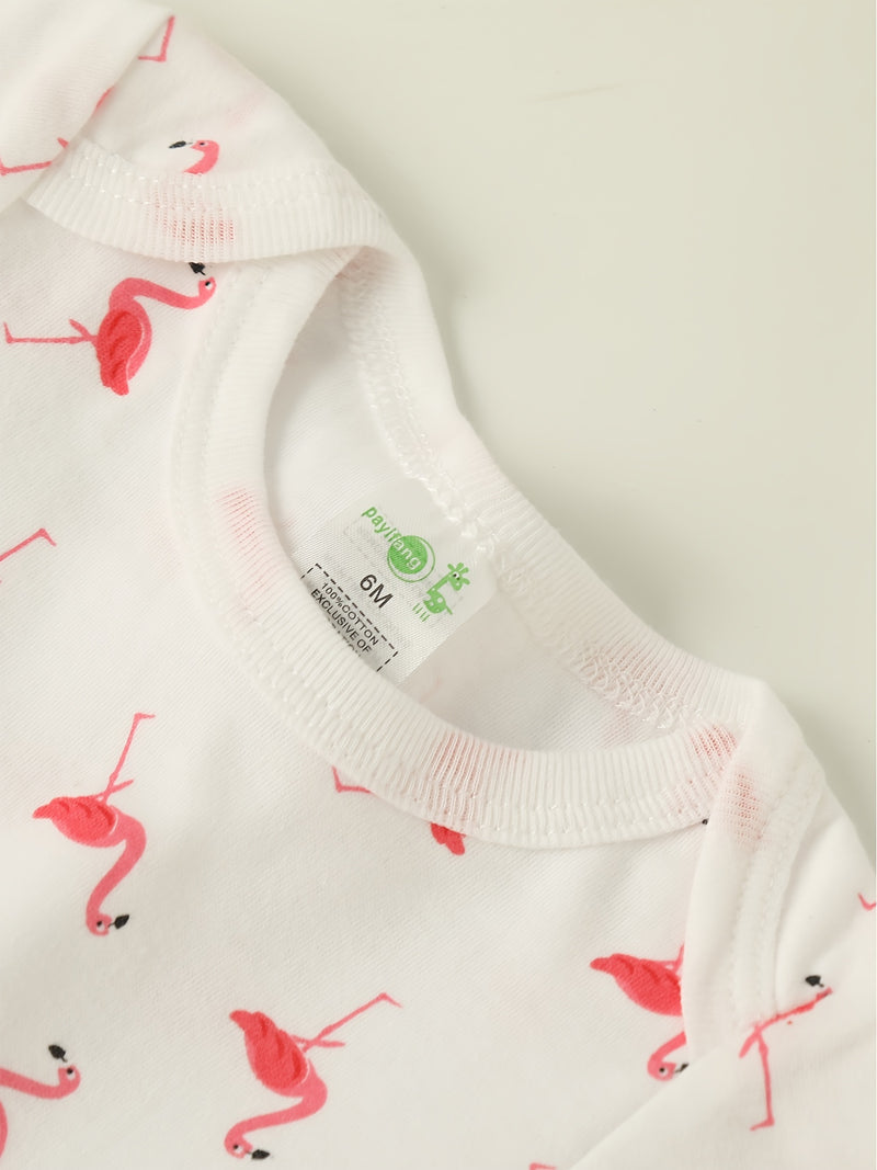 5pcs Newborn Baby Girl Bodysuit Set, Cute Casual Romper with Embroidery.