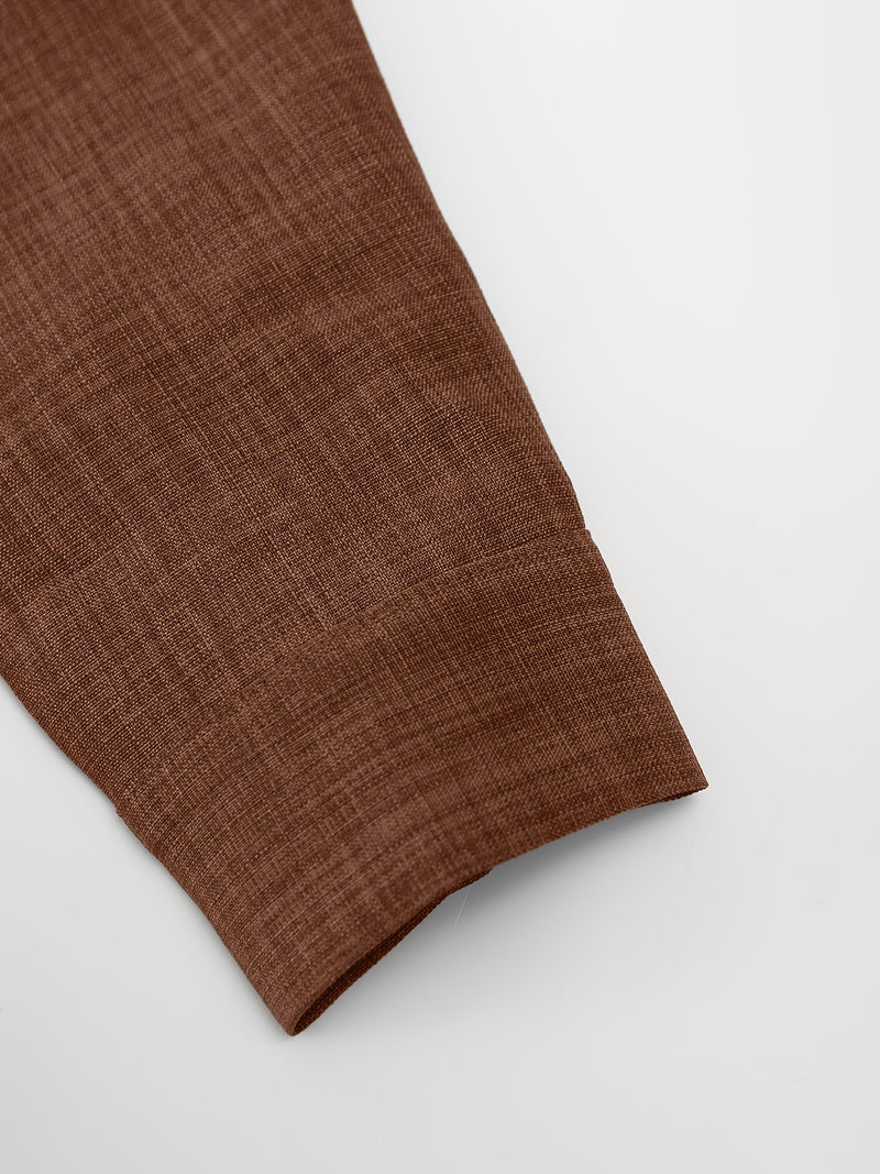 Men's Solid Color Single Patch Pocket Suit Collar Long Sleeve.