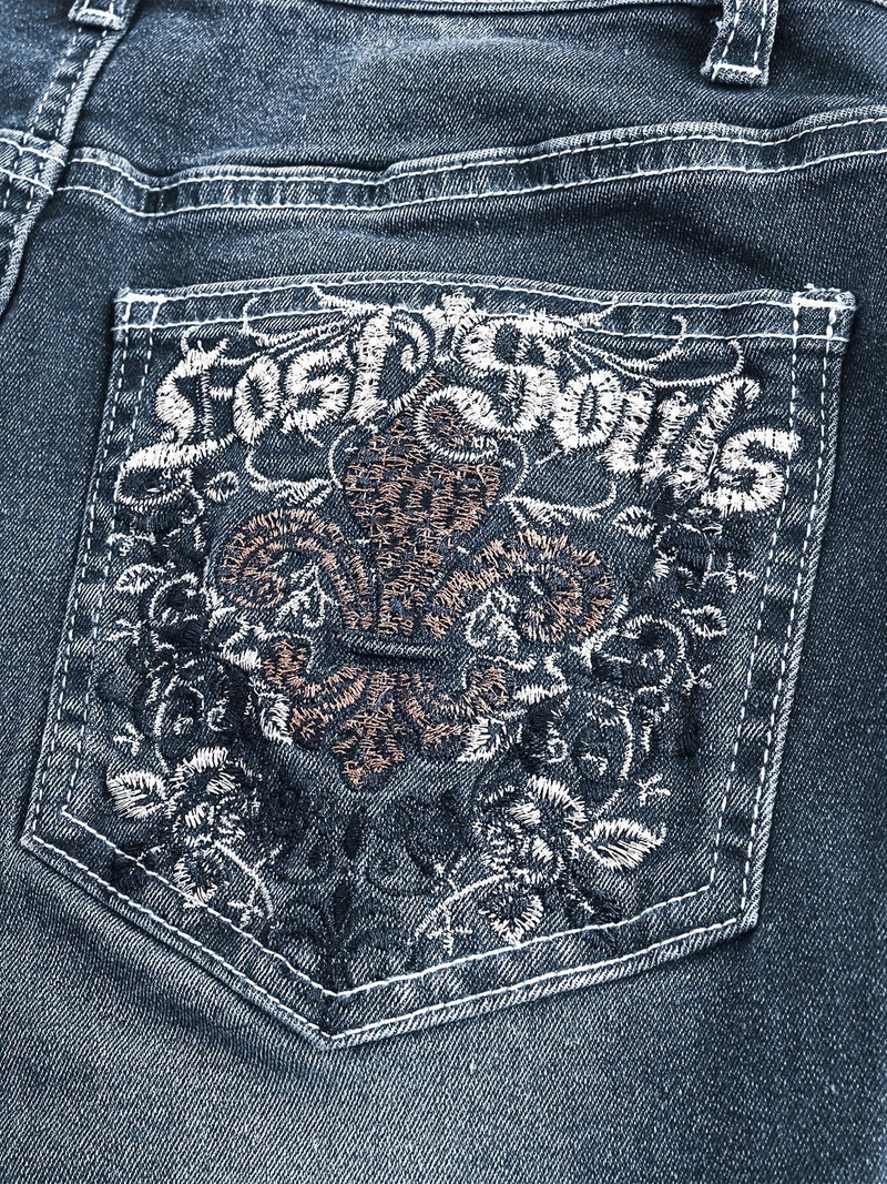 Women's Stretchy Embroidered Flared Trousers.