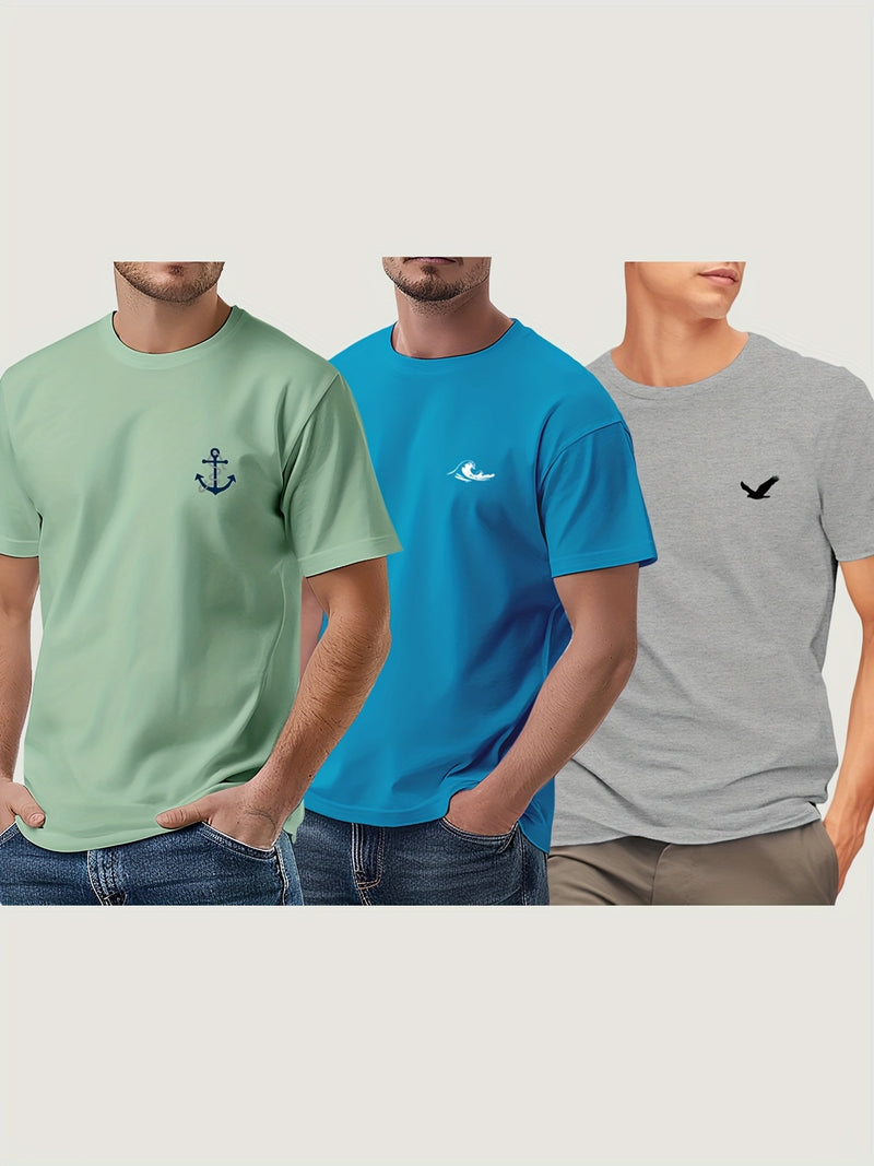 3pcs Men's Short Sleeve T-Shirts.